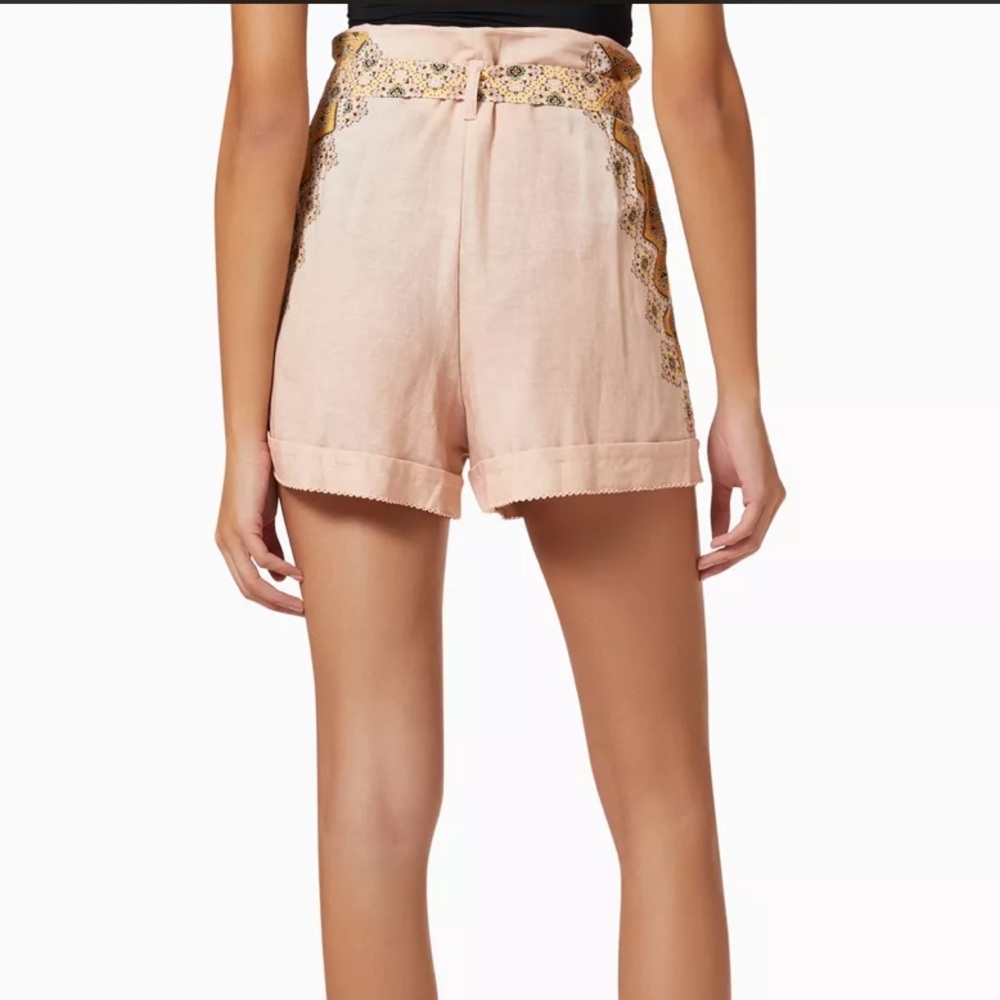 Agua Bendita Pink & Yellow Linen Blend High Waist Shorts – Size L - Picture 3 of 10